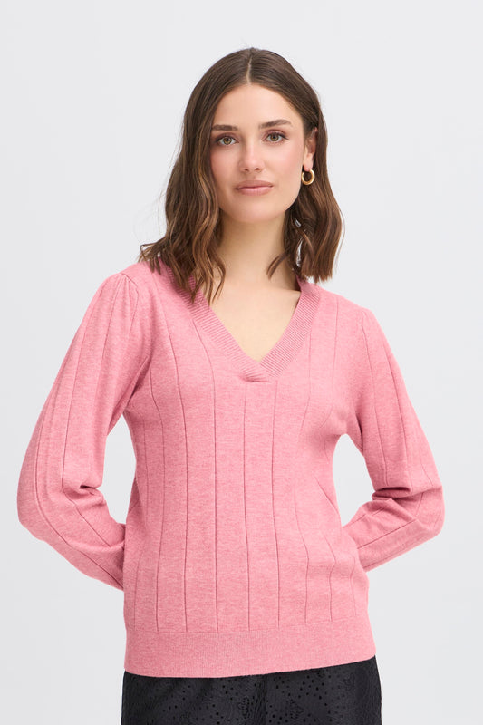 Γυναικείο πλεκτό πουλόβερ-rose melange