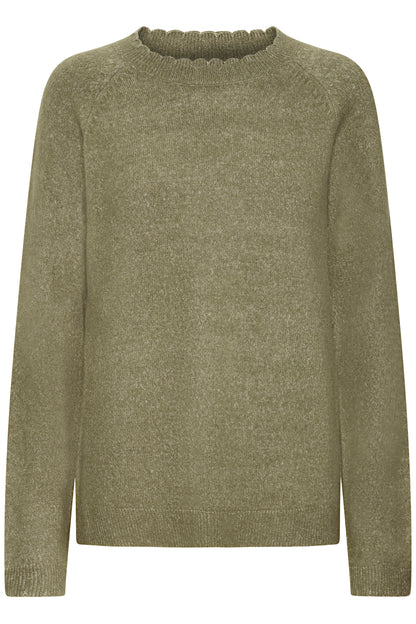 Γυναικείο πλεκτό πουλόβερ-Olive