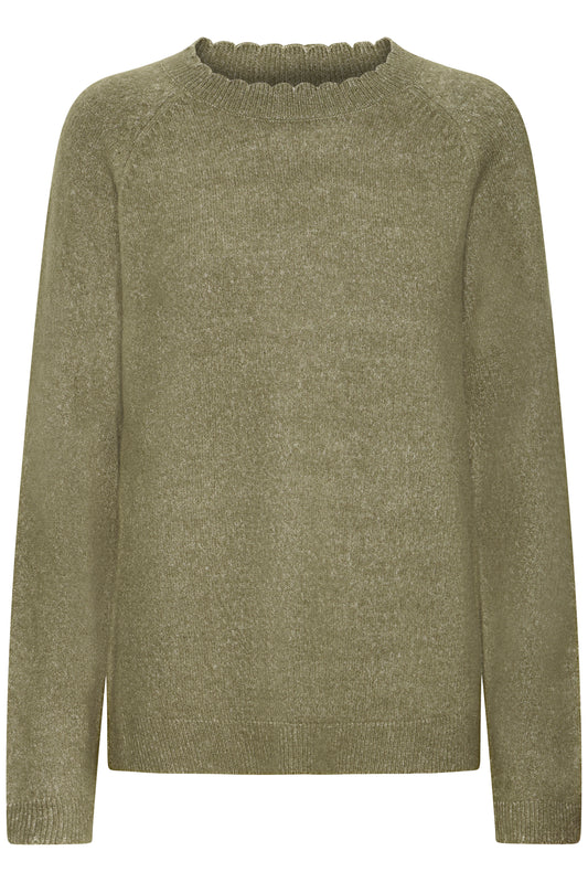 Γυναικείο πλεκτό πουλόβερ-Olive