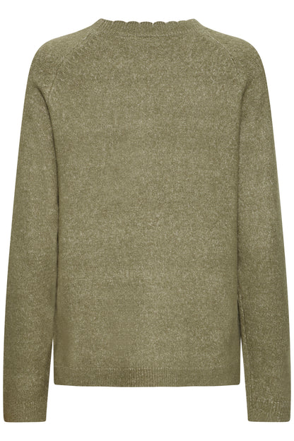 Γυναικείο πλεκτό πουλόβερ-Olive