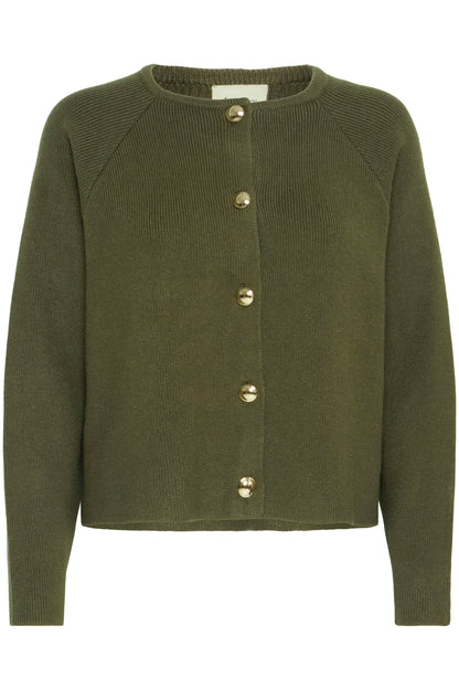 Γυναικεία πλεκτή ζακέτα- Λαδί