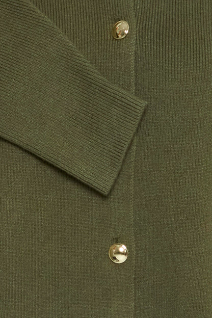 Γυναικεία πλεκτή ζακέτα- Λαδί