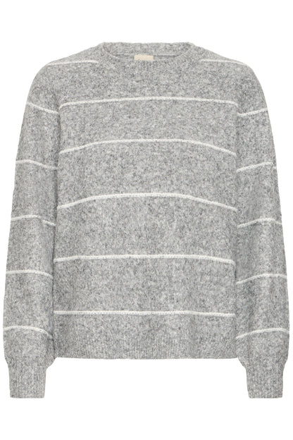 Γυναικείο πουλόβερ ριγέ-Γκρί