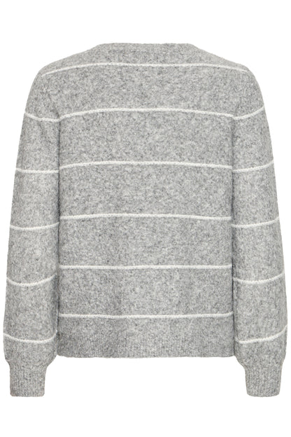Γυναικείο πουλόβερ ριγέ-Γκρί