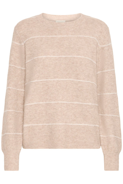 Γυναικείο πουλόβερ ριγέ-Εκρού