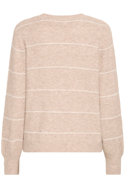 Γυναικείο πουλόβερ ριγέ-Εκρού