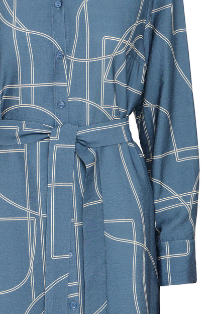 Γυναικείο σεμιζιέ φόρεμα με ζώνη -μπλε σιελ