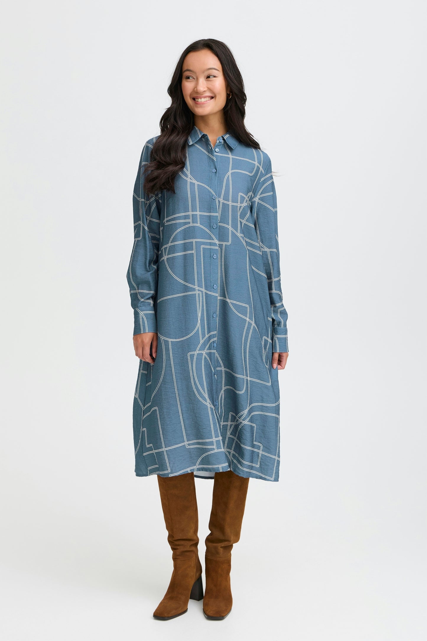 Γυναικείο σεμιζιέ φόρεμα με ζώνη -μπλε σιελ