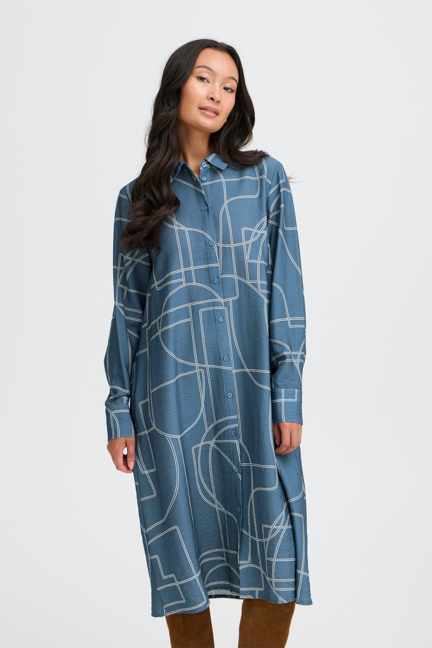 Γυναικείο σεμιζιέ φόρεμα με ζώνη -μπλε σιελ