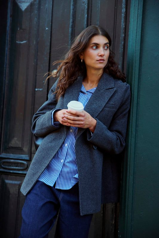 Γυναικεία παλτοζακέτα Γκρι