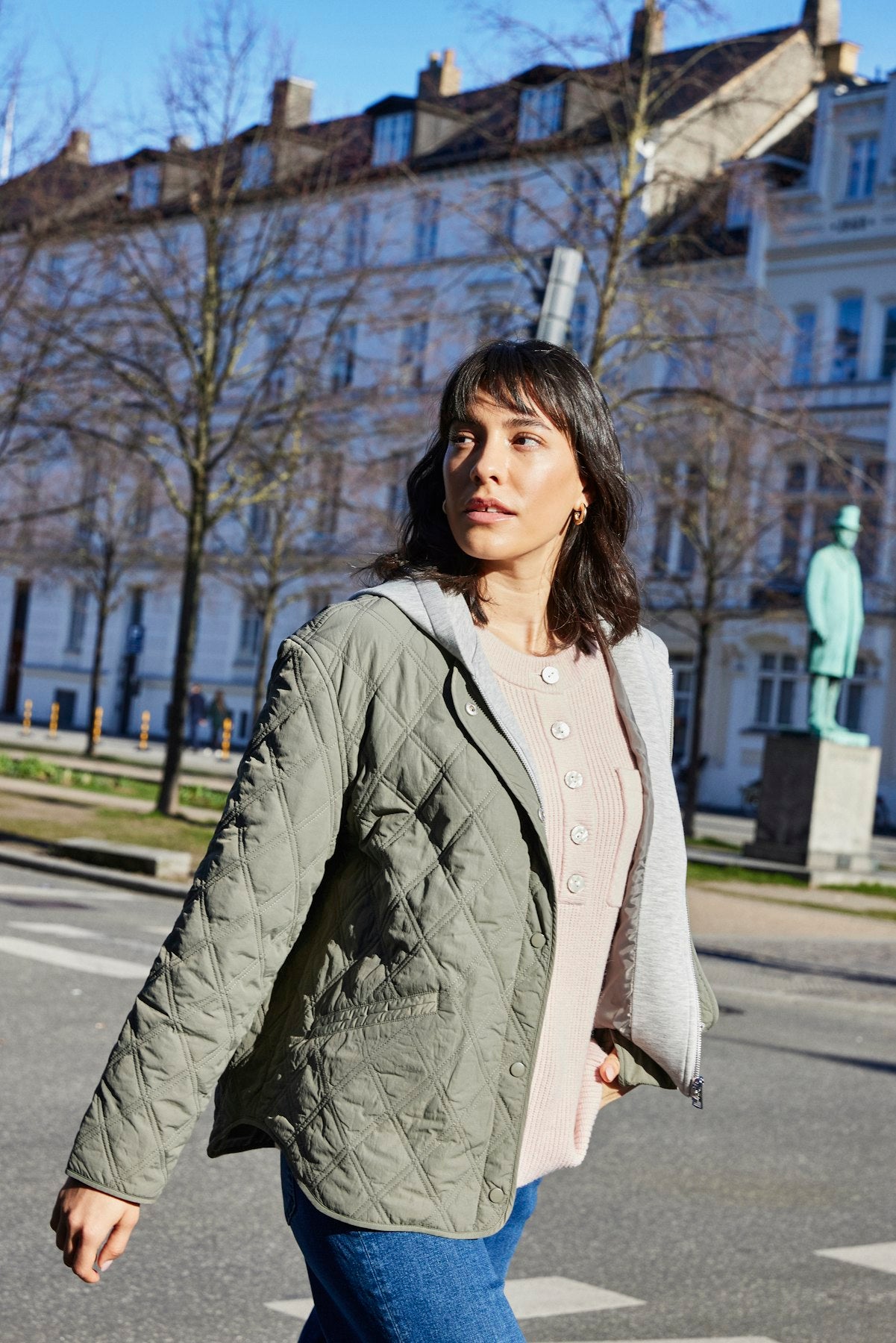 Γυναικείο μπουφαν διπλό καπιτονέ με κουκούλα OLIVE