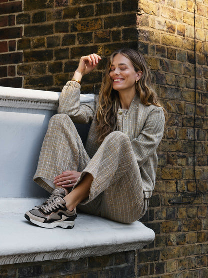 Γυναικείο Αμάνικο Γιλέκο τουίντ χρώμα ταμπά