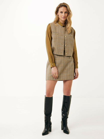 Γυναικείο Αμάνικο Γιλέκο τουίντ χρώμα ταμπά