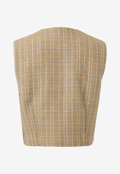 Γυναικείο Αμάνικο Γιλέκο τουίντ χρώμα ταμπά