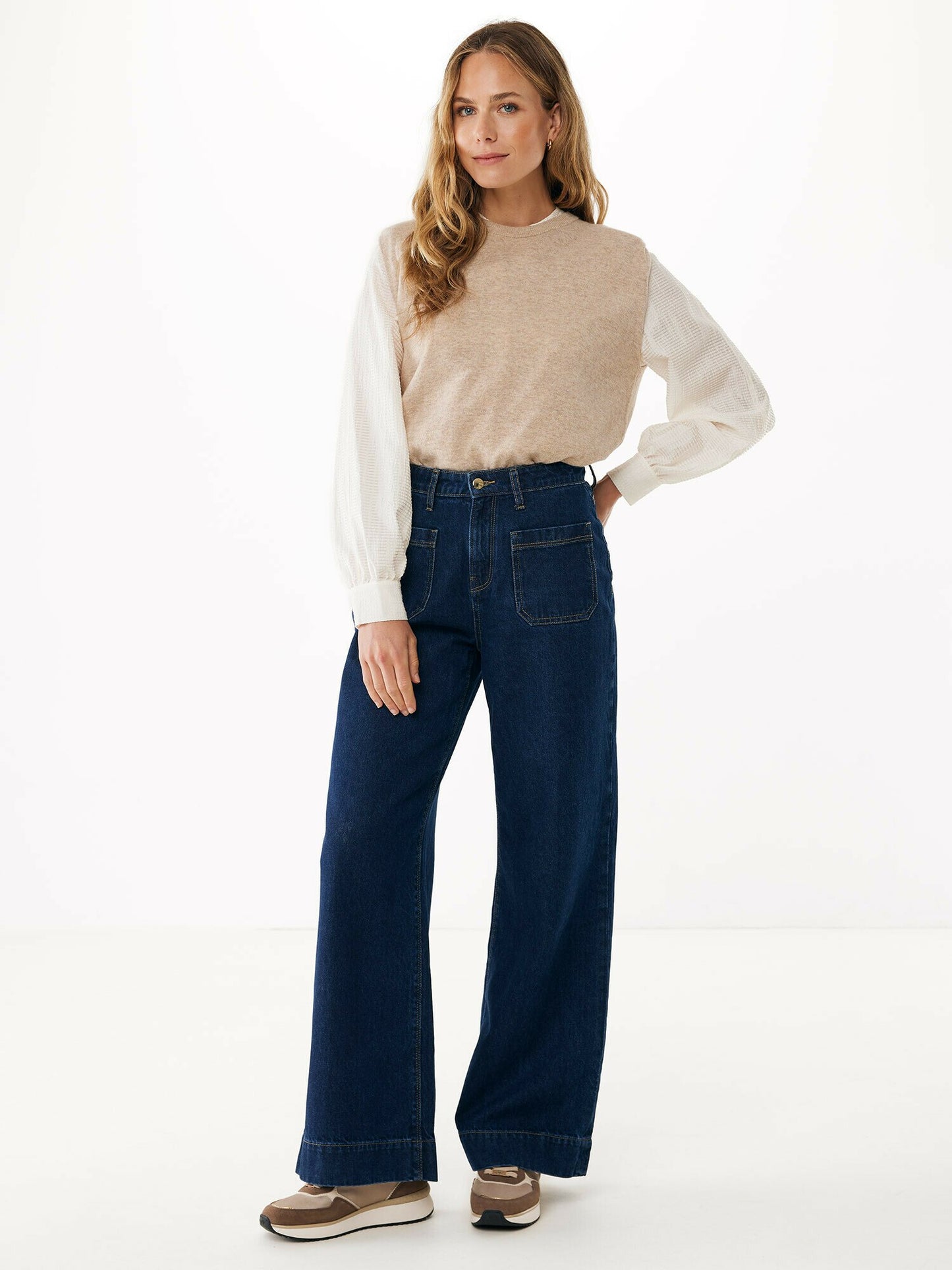 Γυναικείο Πλεκτό Μπλούζα Κασμίρ-Μπέζ