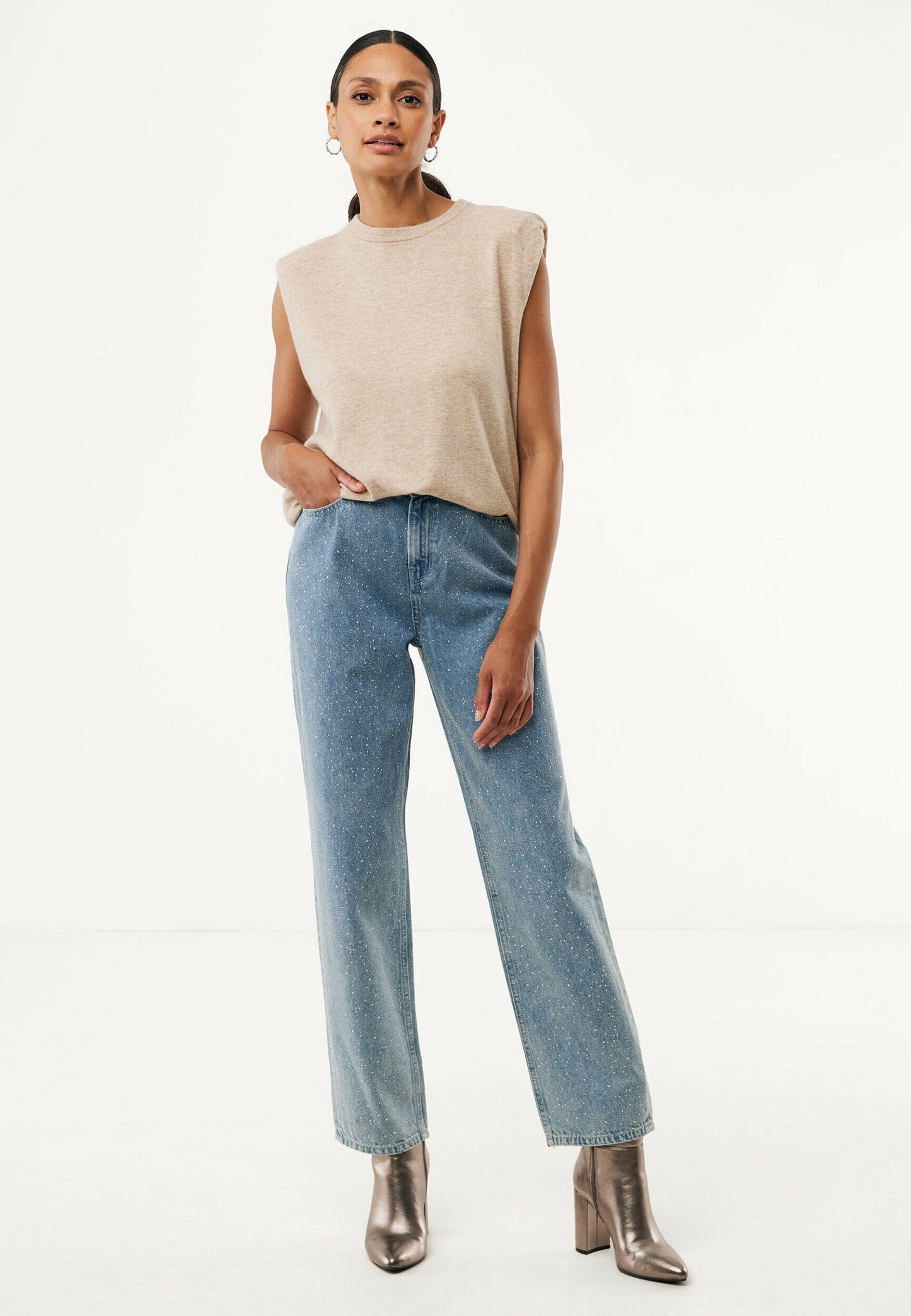 Γυναικείο Πλεκτό Μπλούζα Κασμίρ-Μπέζ