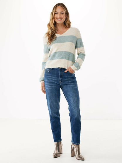 Γυναικείο πουλόβερ Fancyμε V -κρεμ