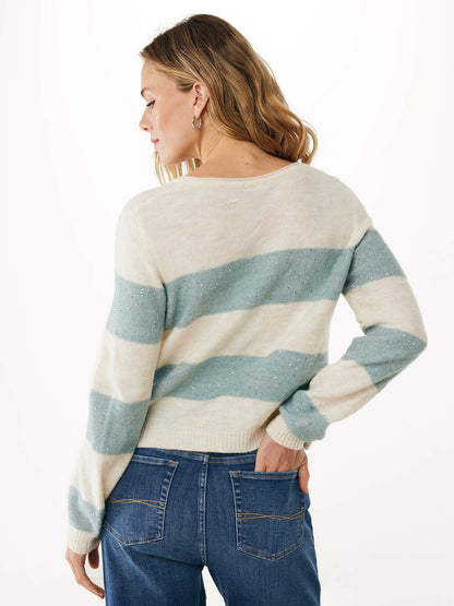 Γυναικείο πουλόβερ Fancyμε V -κρεμ