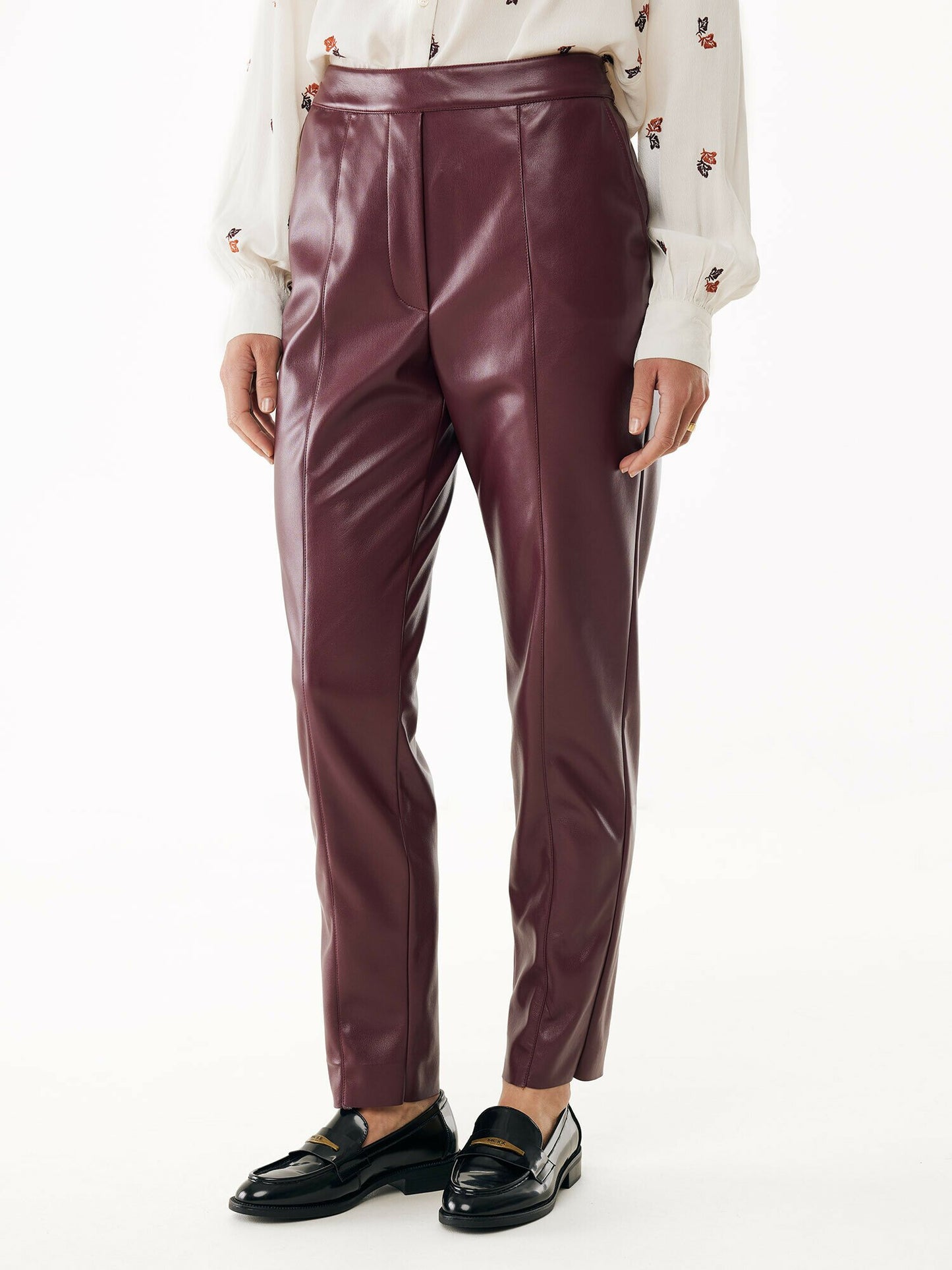 Γυναικείο Παντελόνι PU Δέρμα -Μπορντό