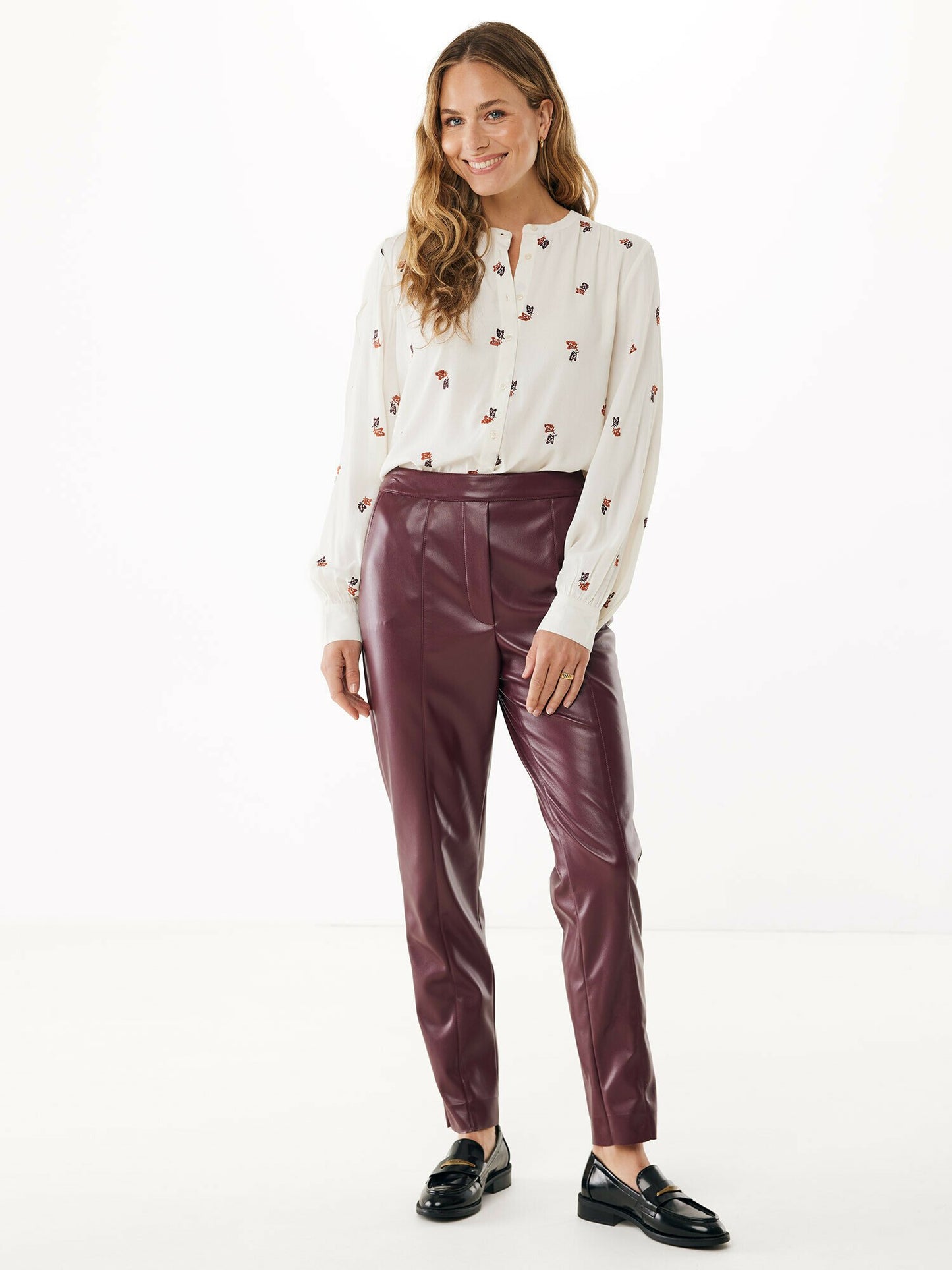 Γυναικείο Παντελόνι PU Δέρμα -Μπορντό