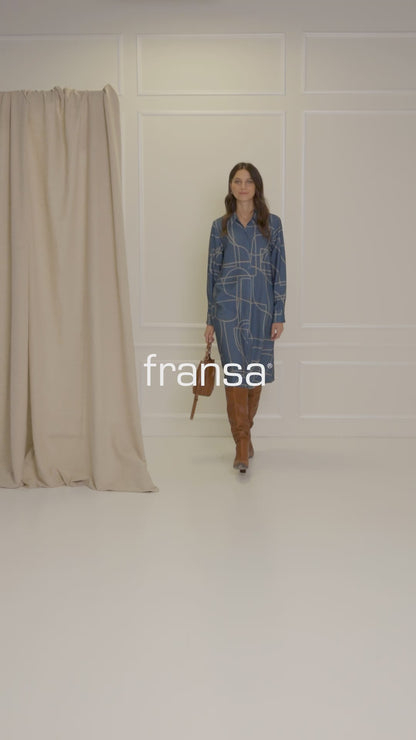 Γυναικείο σεμιζιέ φόρεμα με ζώνη -μπλε σιελ