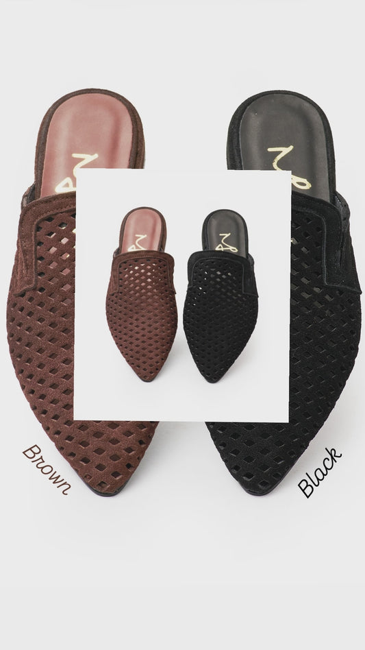 Γυναικείο Mules δερμάτινο καφέ