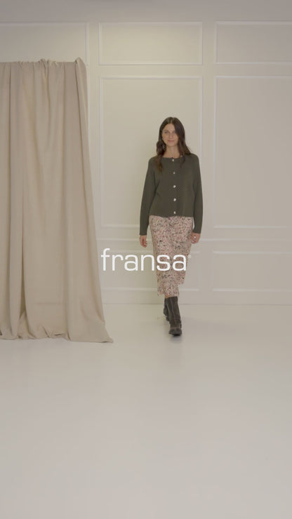 Γυναικεία πλεκτή ζακέτα- Λαδί