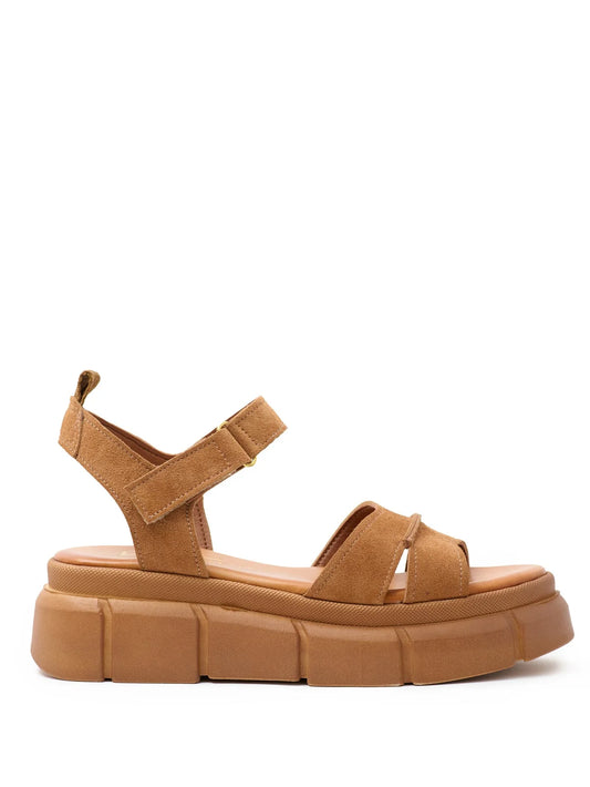 Γυναικείο πέδιλο δερμάτινο Suede Camel