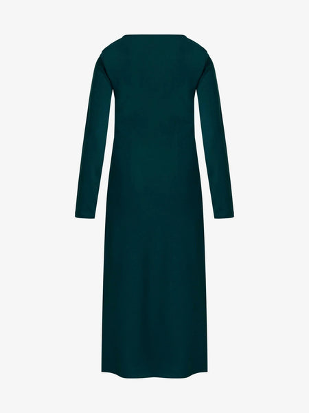 Γυναικείo Μακρυμάνικο φόρεμα με κόμπους στη μέση Σκούρο πράσινο