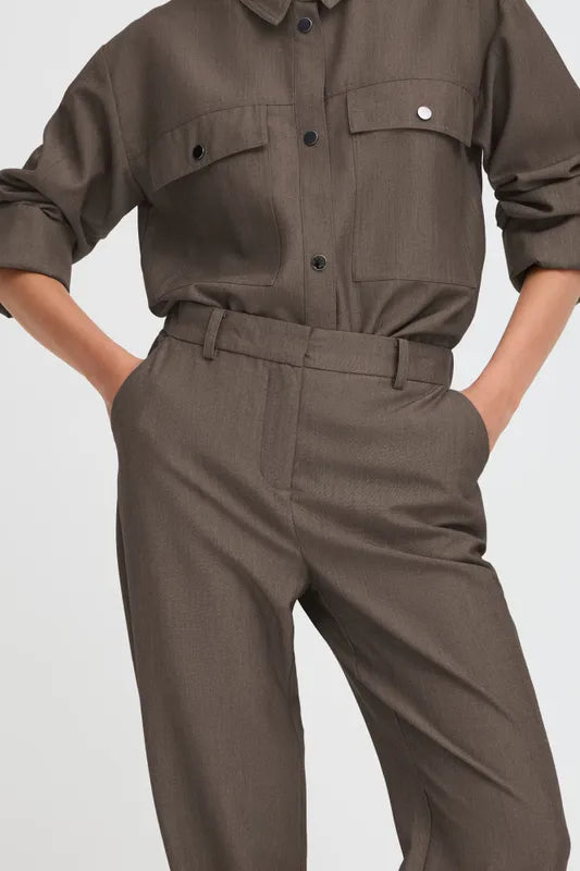 Γυναικείο παντελόνι με Λάστιχο -Χρώμα Καρυδιάς