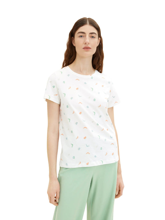 T-shirt Γυναικείο με λαιμόκοψη εκρού